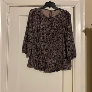 Ann Taylor blouse. 100 % polyester Black and Tan